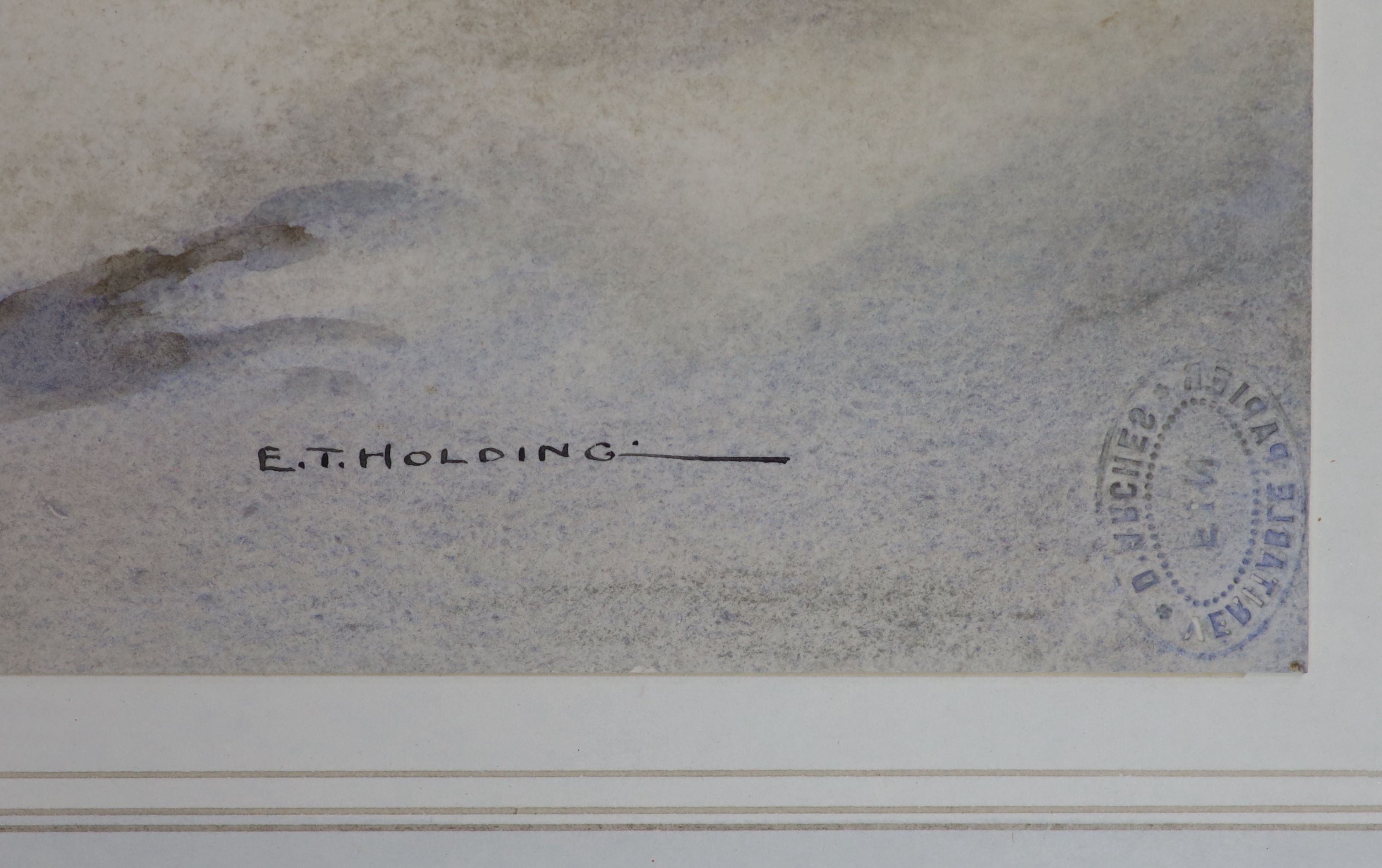 Edgar Thomas Holding (1870-19520, watercolour, 'Halnaker, Sussex, in winter', signed, 36 x 56cm